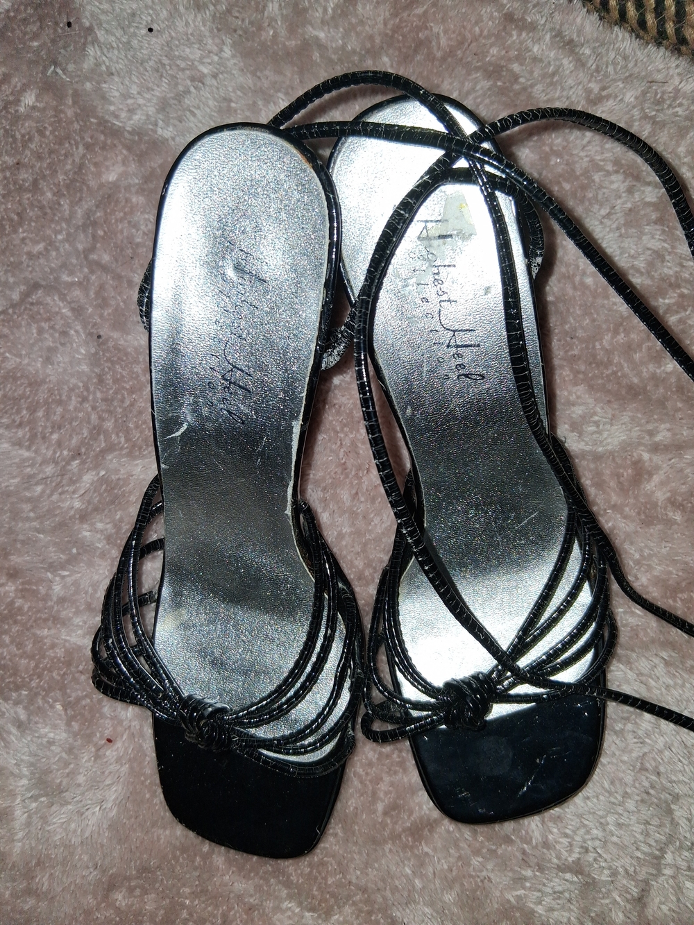 Strappy Black Lace-Up Women's Sandals